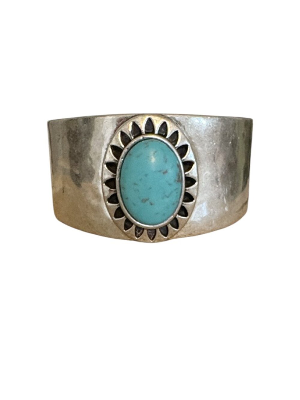 Lucky Brand Southwestern Silver Turquoise Statement Cuff